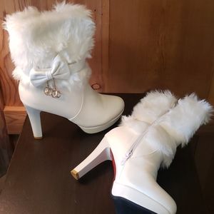 White wedding boots